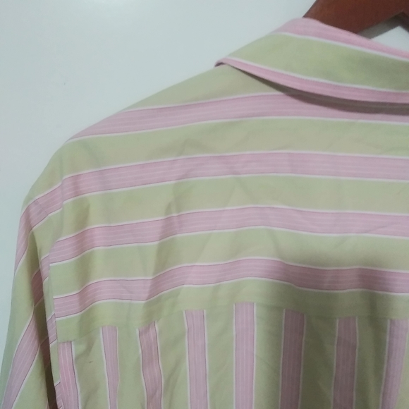 Talbots 22W Pastel Pink Green Striped Top Plus - Picture 4 of 8